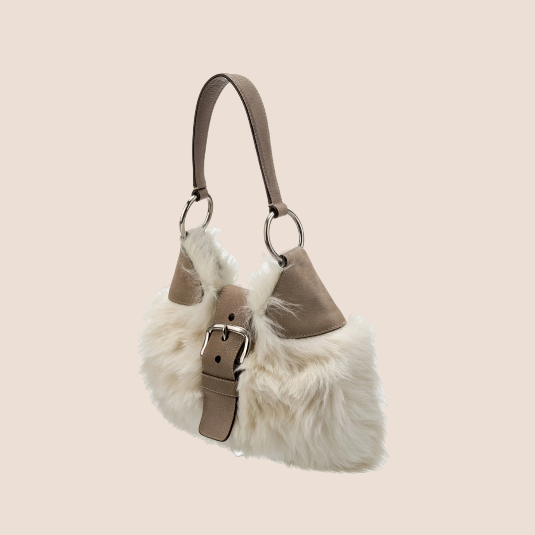 PRADA BROWN FUR MOON BAG