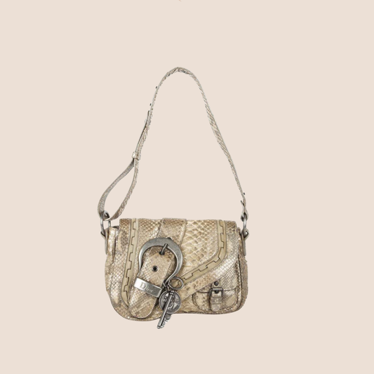CHRISTIAN DIOR LIMITED EDITION GLITTER PYTHON MINI GAUCHO BAG
