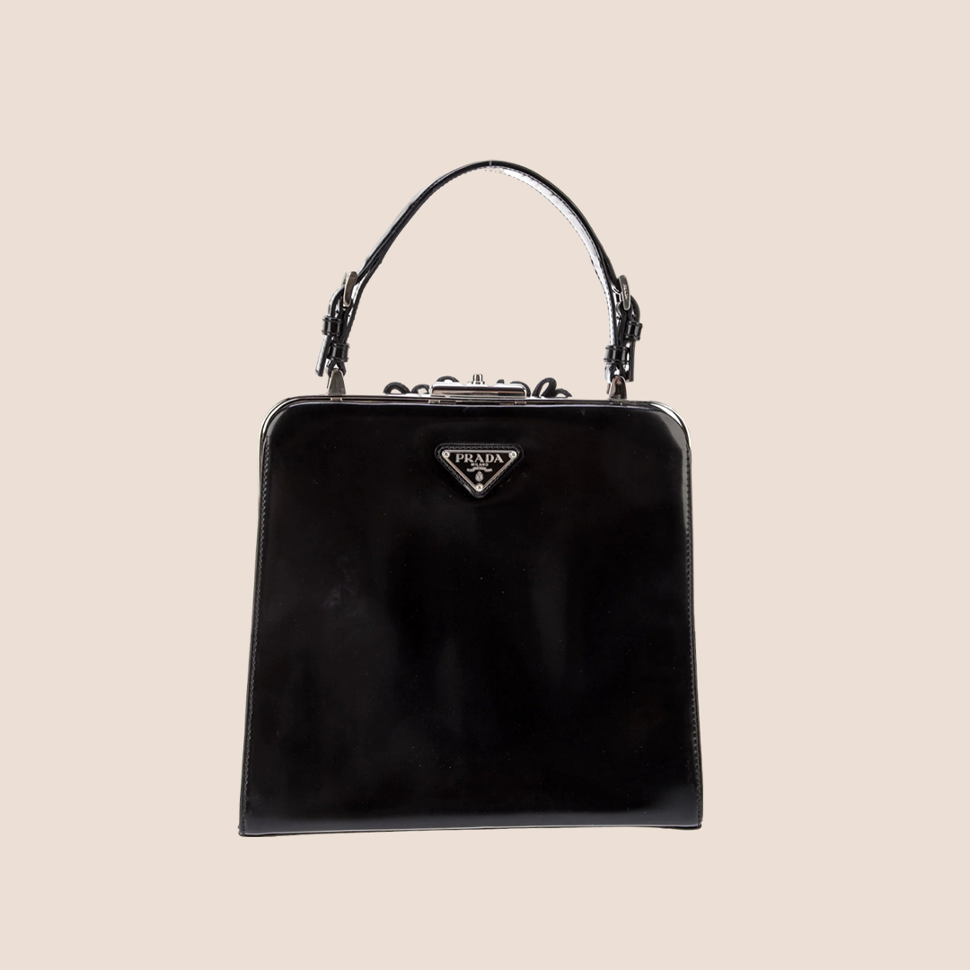 PRADA BLACK SPAZOLATTO PASSAMANERIA HANDLE BAG