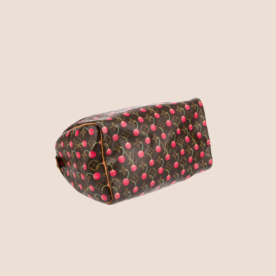 LOUIS VUITTON TAKASHI MURAKAMI BROWN MONOGRAM CERISES SPEEDY 25 BAG