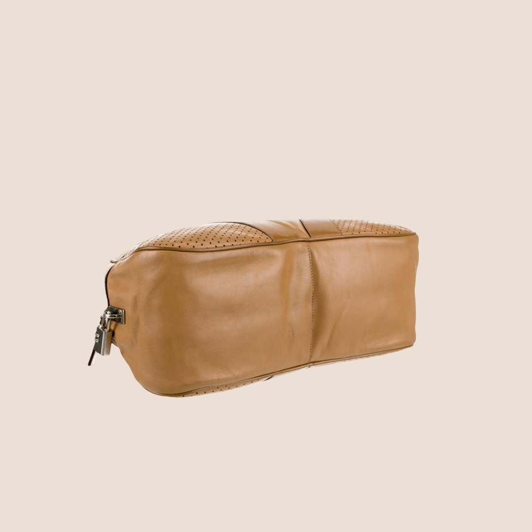 PRADA 2000 BEIGE VITELLO LEATHER BOWLER BAG