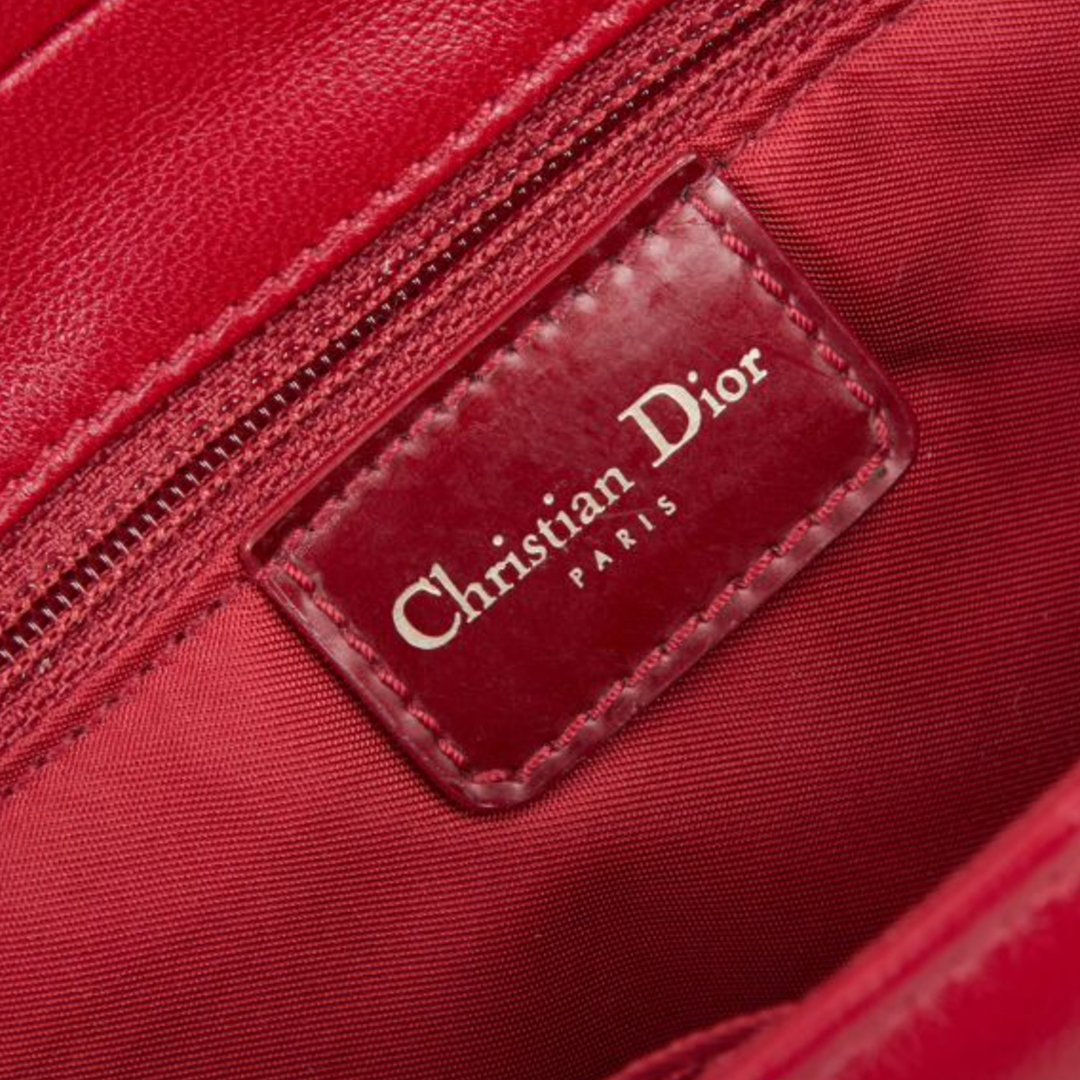 CHRISTIAN DIOR CANNAGE RED LEATHER SHOULDER BAG