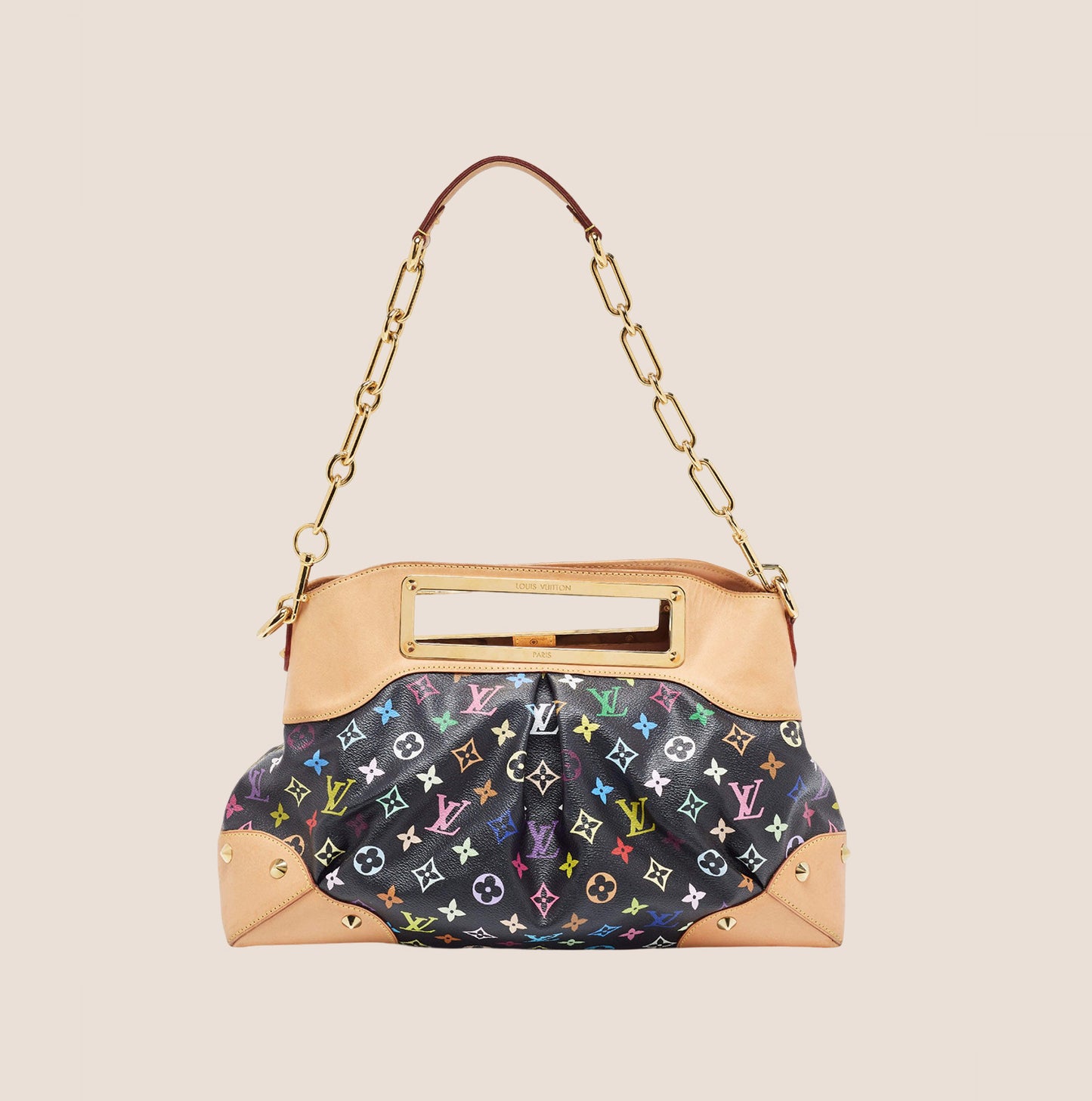 LOUIS VUITTON x TAKASHI MURAKAMI BLACK MULTICOLOR MONOGRAM JUDY MM BAG