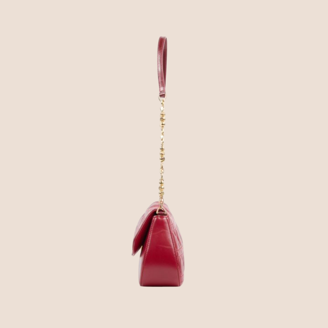 CHRISTIAN DIOR CANNAGE RED LEATHER SHOULDER BAG