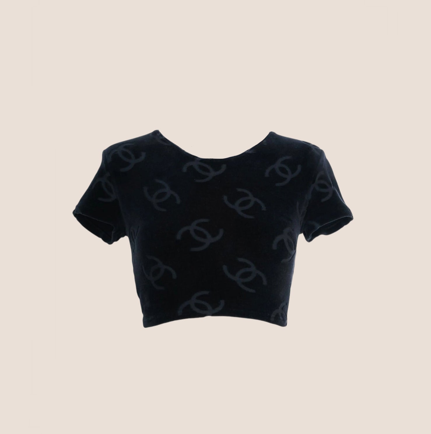 CHANEL 1996 CC LOGO CROPPED BLACK SHIRT – RDB