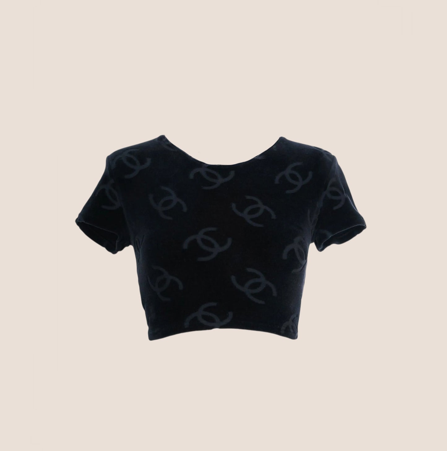 CHANEL 1996 CC LOGO CROPPED BLACK SHIRT