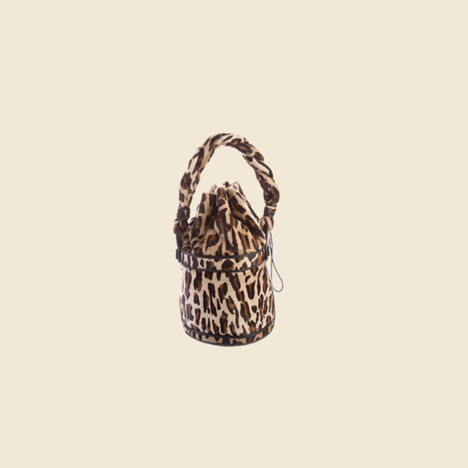 FENDI CALF HAIR LEOPARD PRINT BUCKET BAG