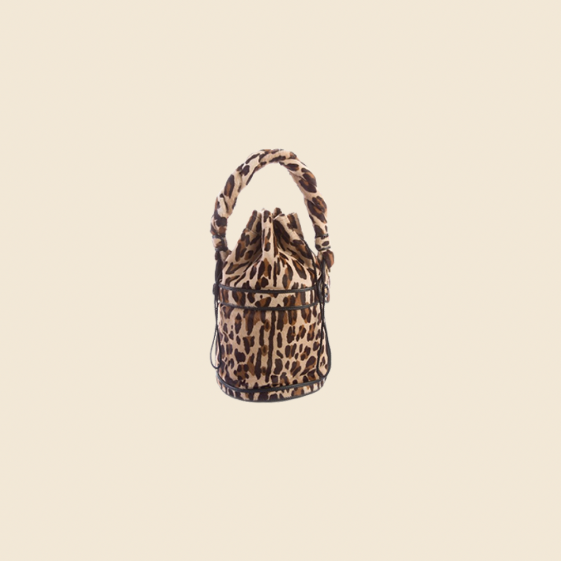FENDI CALF HAIR LEOPARD PRINT BUCKET BAG