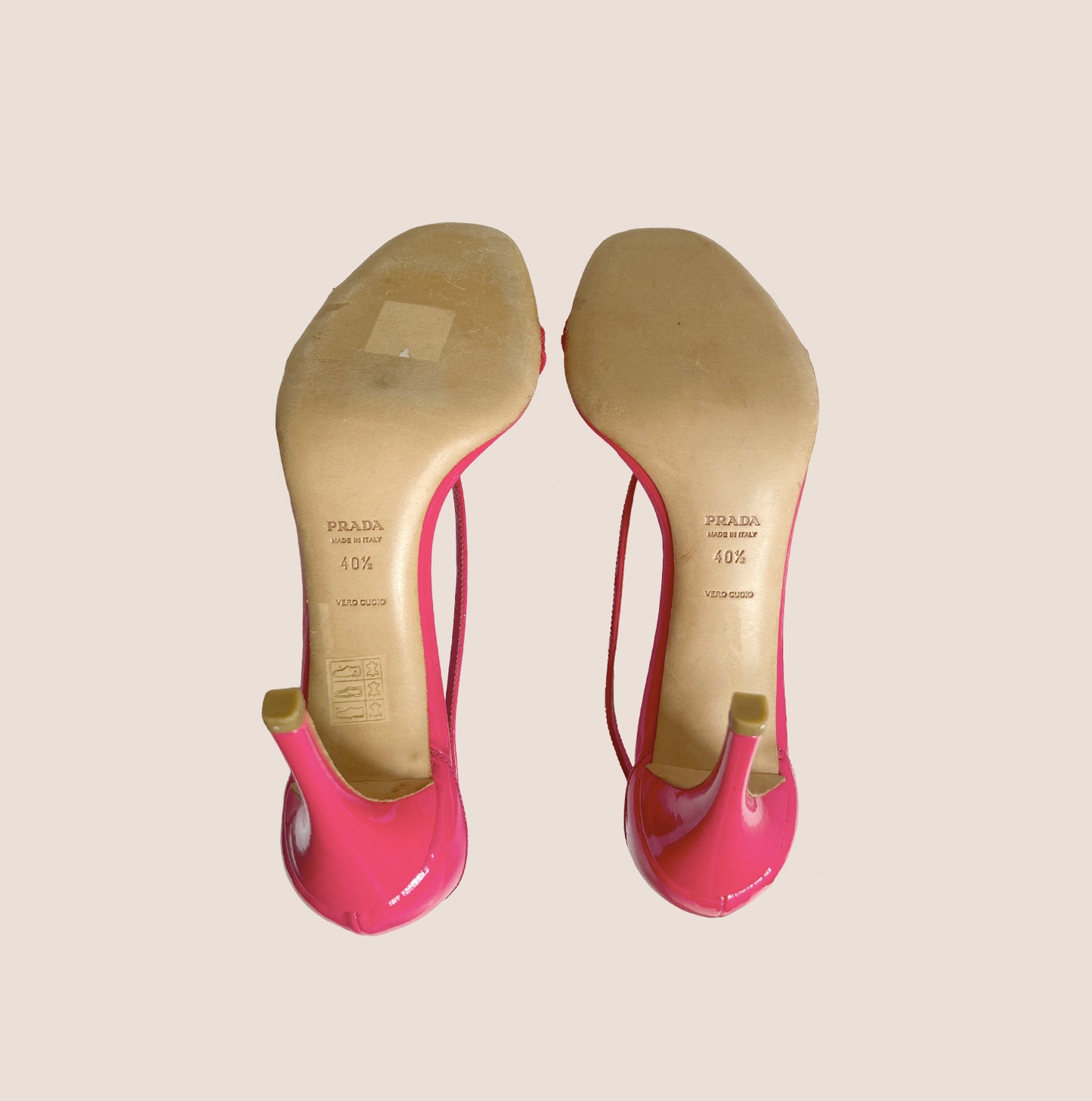 PRADA RED PATENT LEATHER STRAP HEELS