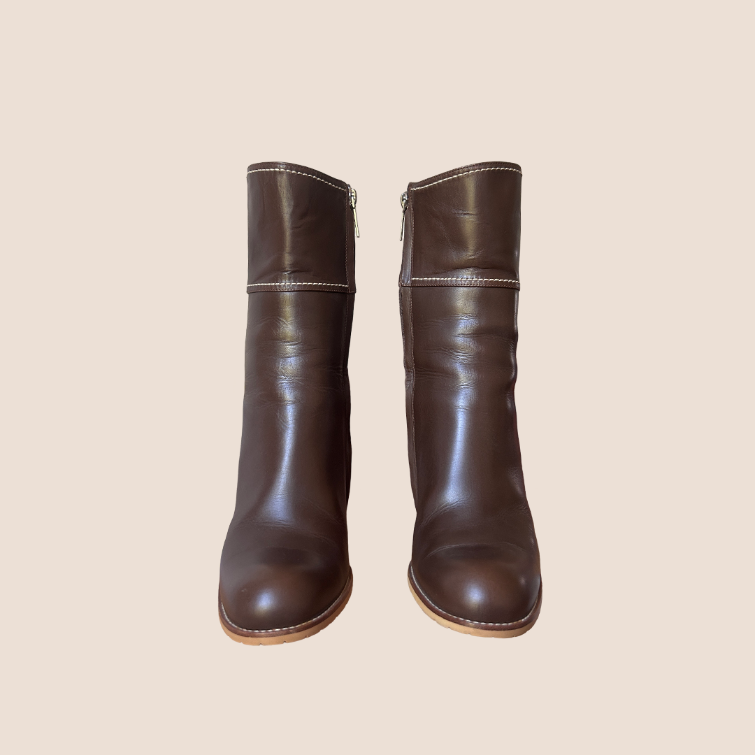 CHRISTIAN DIOR BROWN LEATHER ANKLE BOOTS