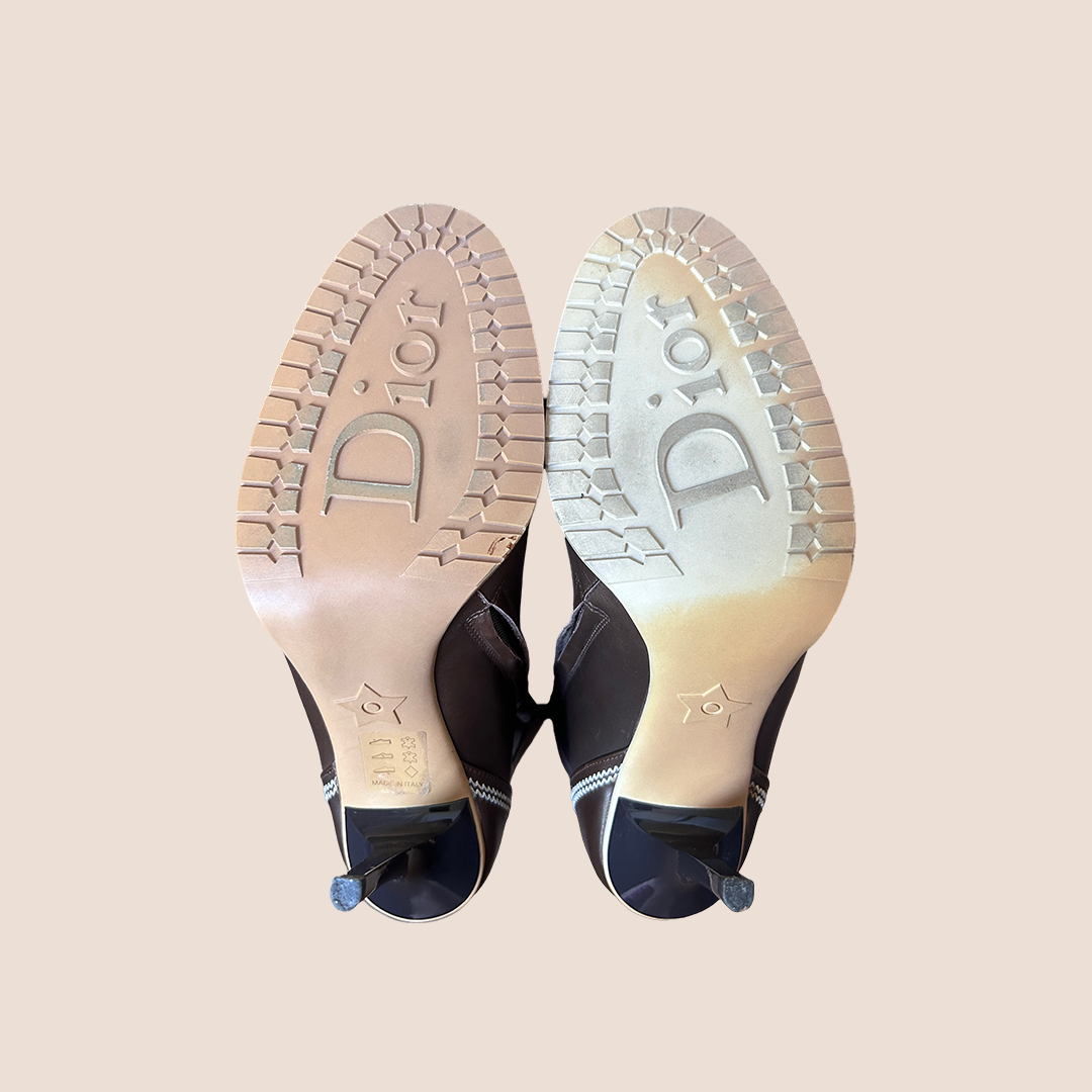 CHRISTIAN DIOR BROWN LEATHER ANKLE BOOTS