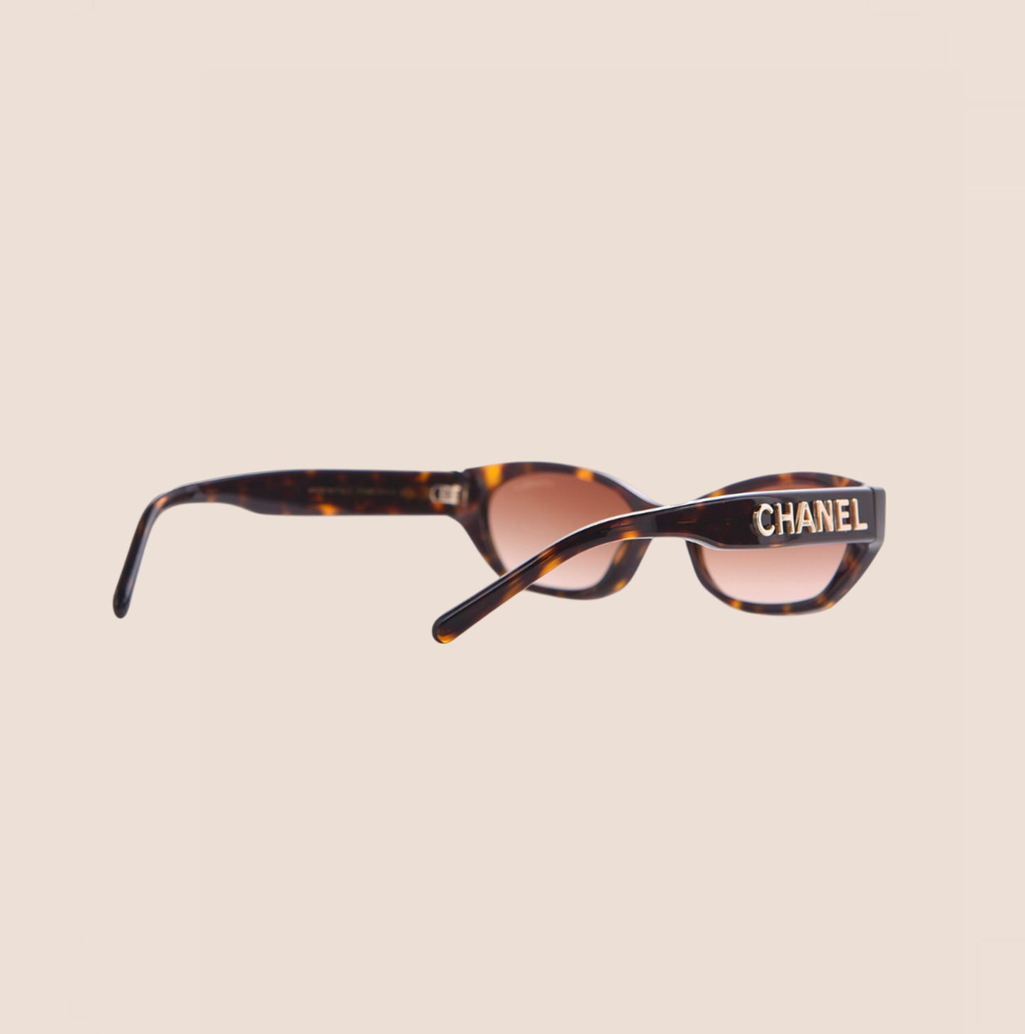 CHANEL DARK BROWN TORTOISE LOGO SUNGLASSES