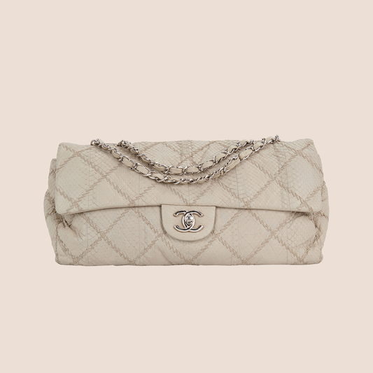 CHANEL BEIGE PYTHON ULTIMATE STITCH EAST WEST FLAP BAG