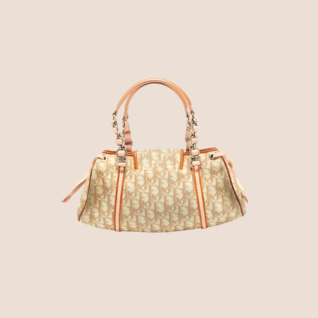 CHRISTIAN DIOR 2007 PINK & BEIGE ROMANTIQUE TROTTER HANDBAG