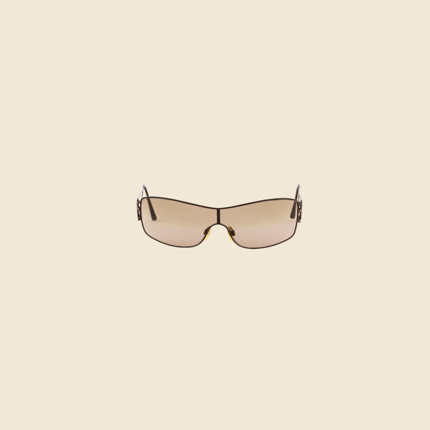 CHANEL 90s BROWN TINTED CRYSTAL CC LOGO SUNGLASSES
