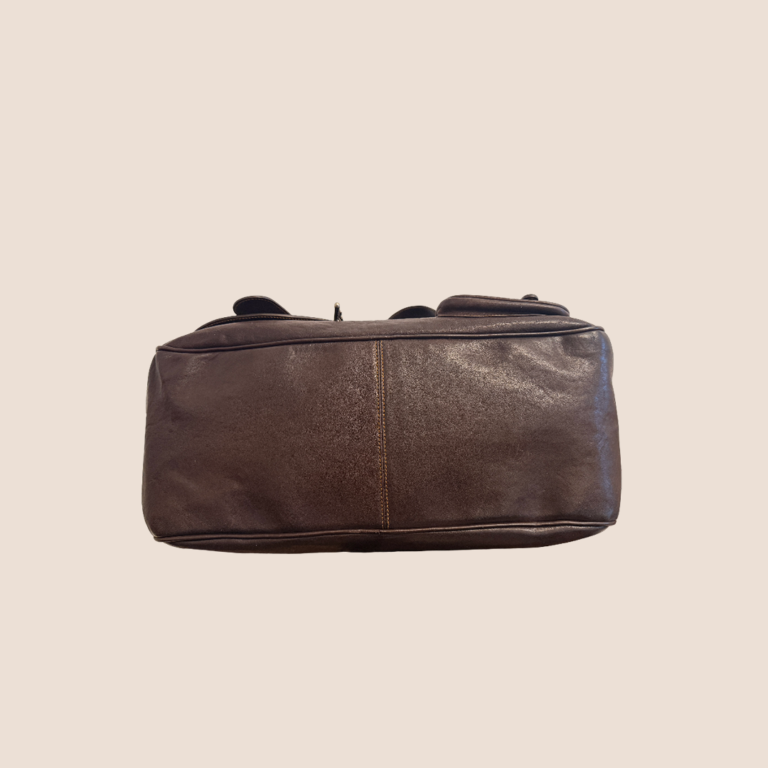 CHRISTIAN DIOR 2006 BROWN LEATHER GAUCHO SADDLE HANDBAG