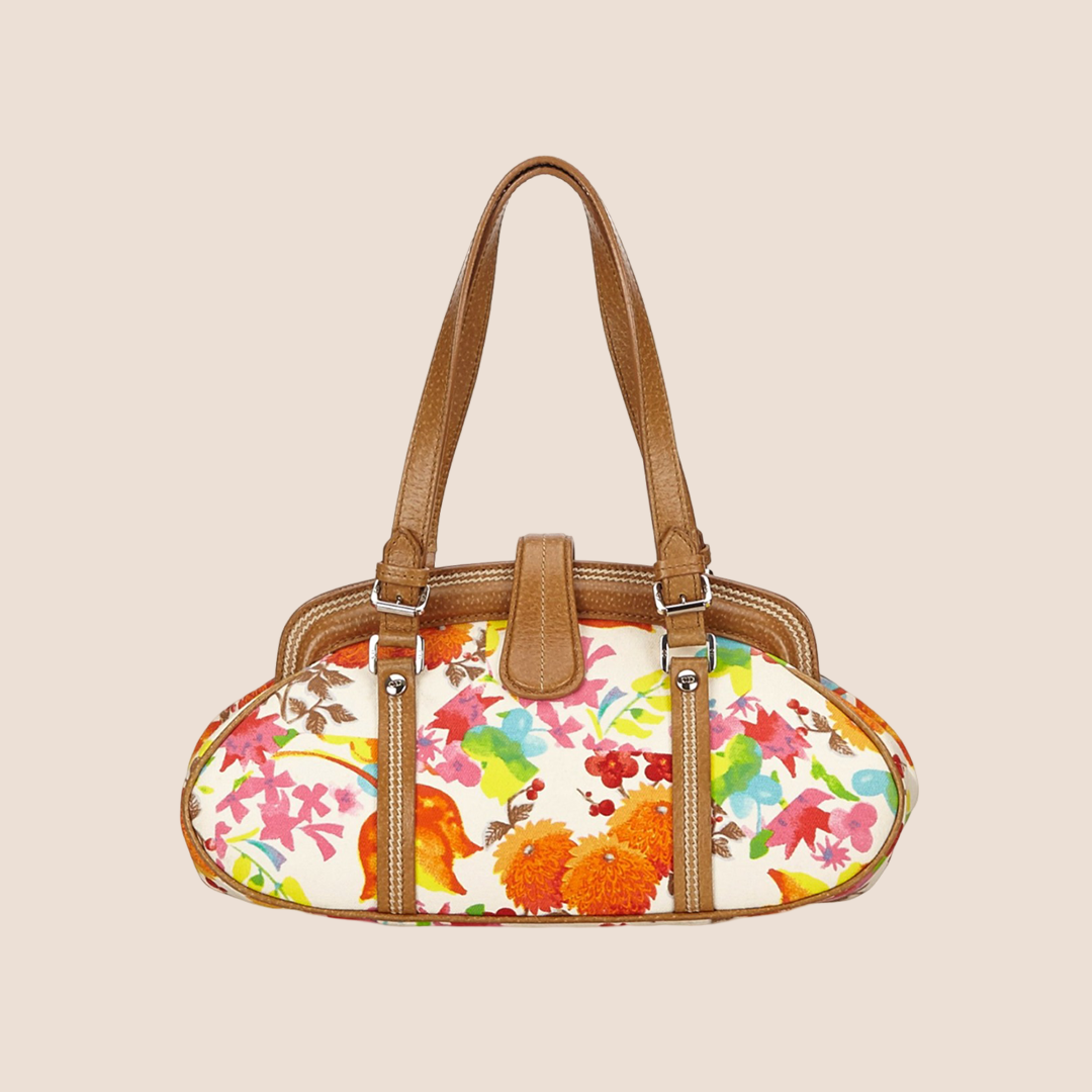 CHRISTIAN DIOR MULTICOLOR FLORAL FRAME DETECTIVE BAG