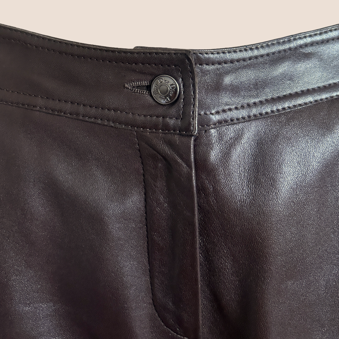 CHRISTIAN DIOR FALL 2003 CHOCOLATE BROWN LEATHER TROUSERS