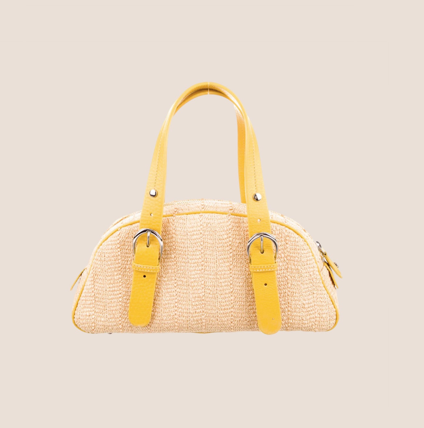 CHRISTIAN DIOR YELLOW MULTICOLOR RAFFIA FLOWERS WICKER BAG