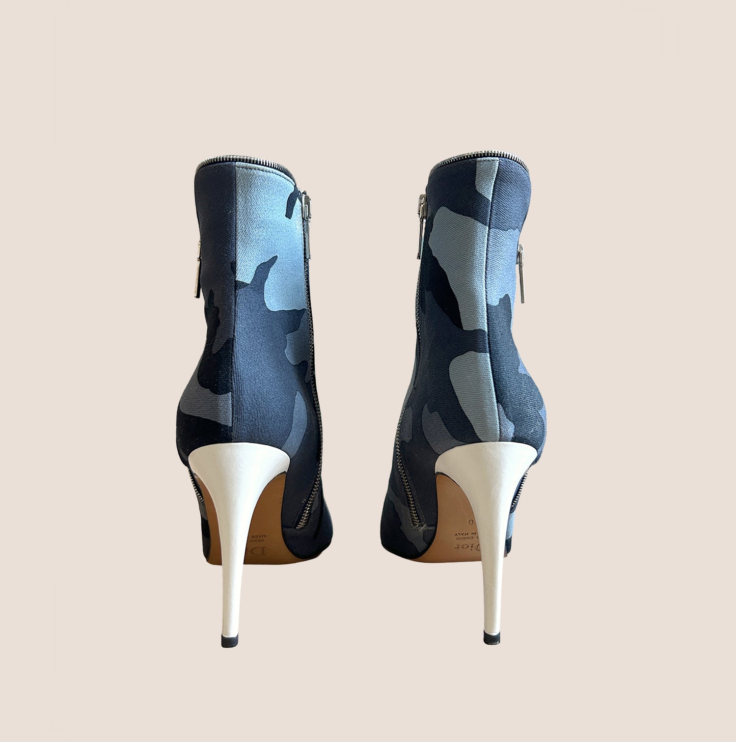 CHRISTIAN DIOR 2000 BLUE CAMOUFLAGE PRINT BOOTIES