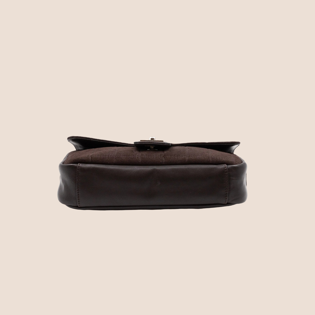 CHANEL SPORTS LINE BROWN SUEDE FLAP BAG