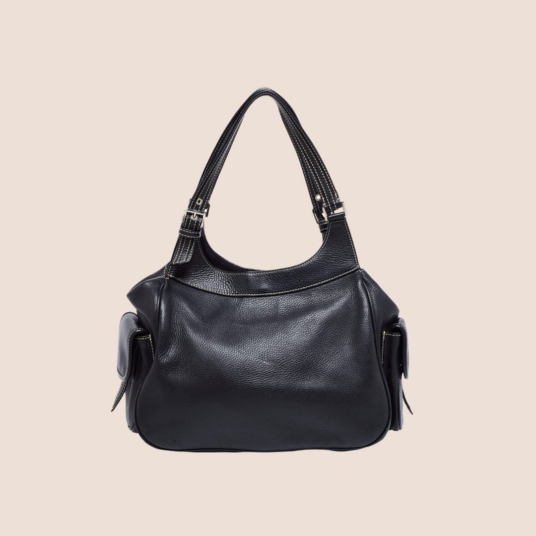 CHRISTIAN DIOR BLACK LEATHER STREET CHIC SATCHEL