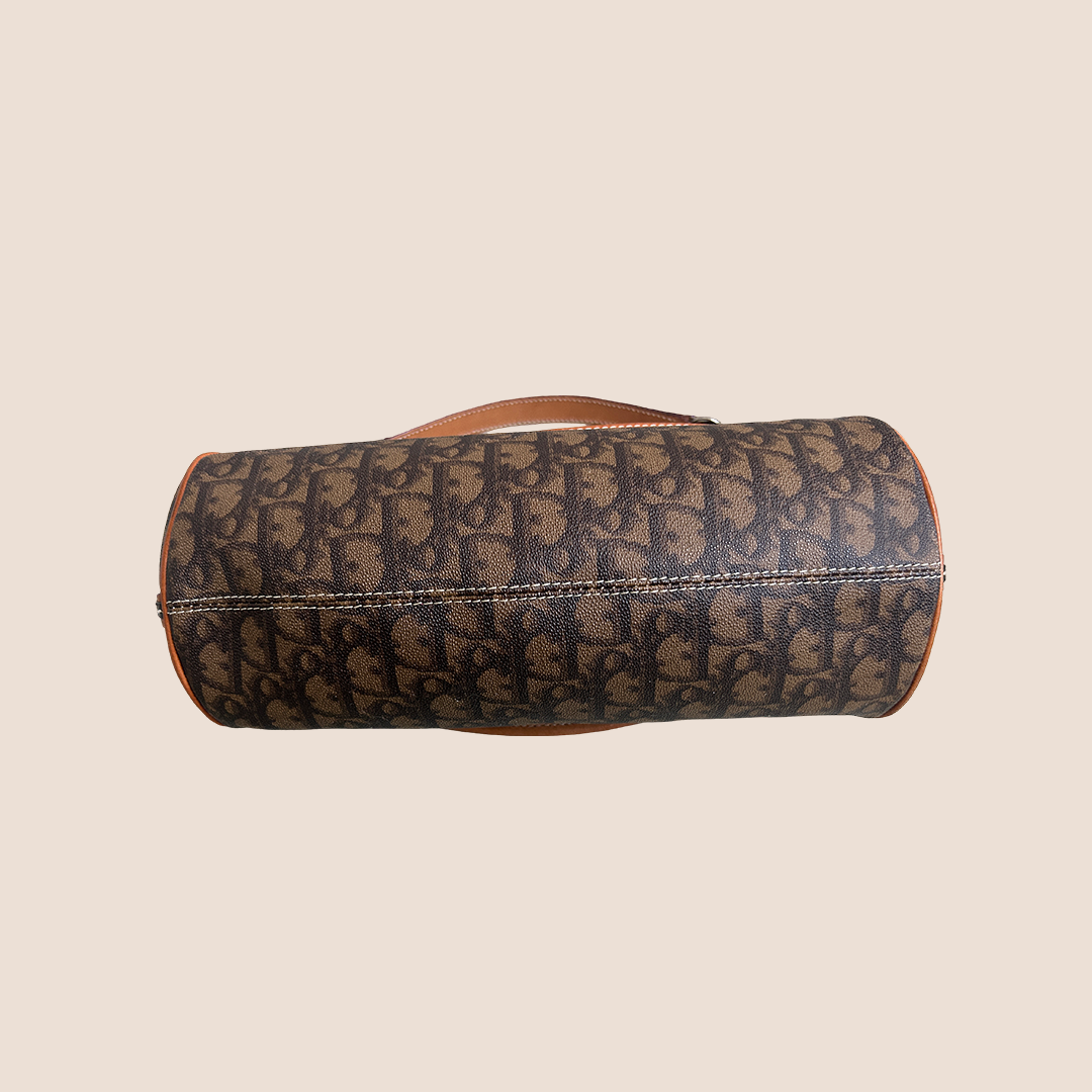 CHRISTIAN DIOR BROWN TROTTER ROMANTIQUE BAGUETTE BAG