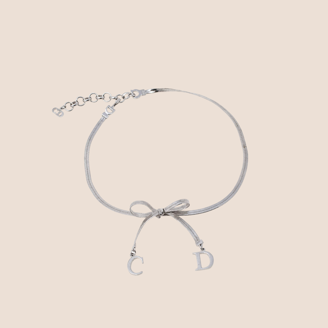 CHRISTIAN DIOR BOW SILVER NECKLACE - Main Image