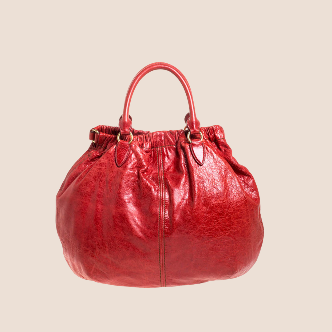 MIU MIU 2000 RED LEATHER HOBO BAG