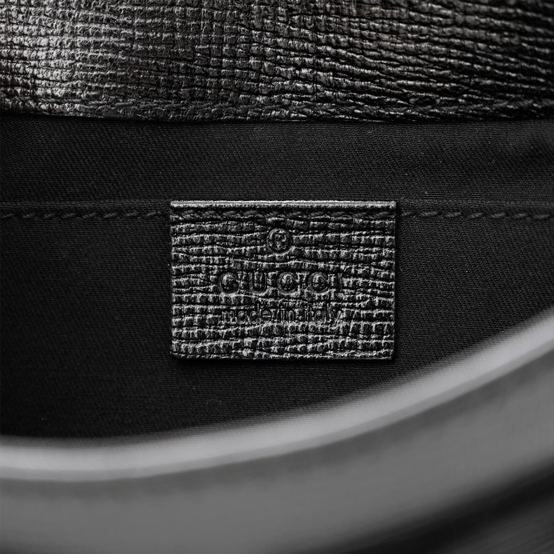 GUCCI BLACK LEATHER STUDDED HORSEBIT CLUTCH