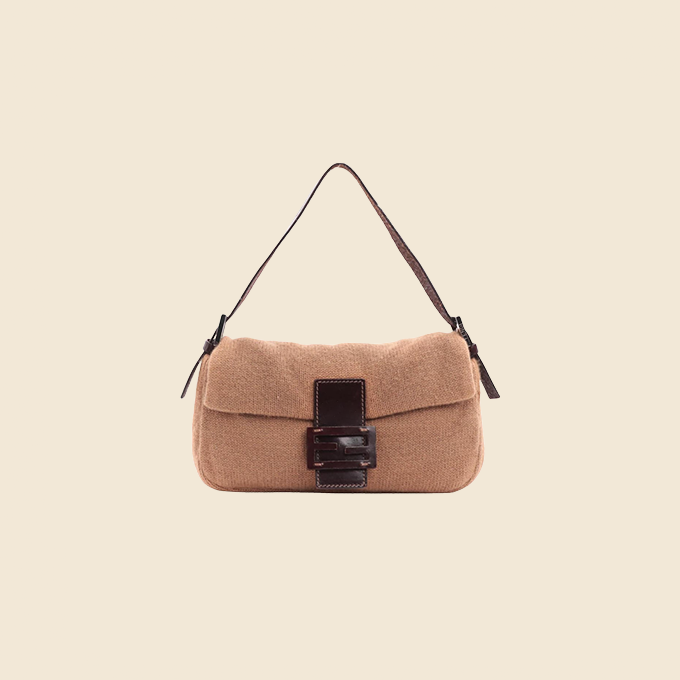 FENDI CHOCOLATE BROWN CASHMERE BAGUETTE