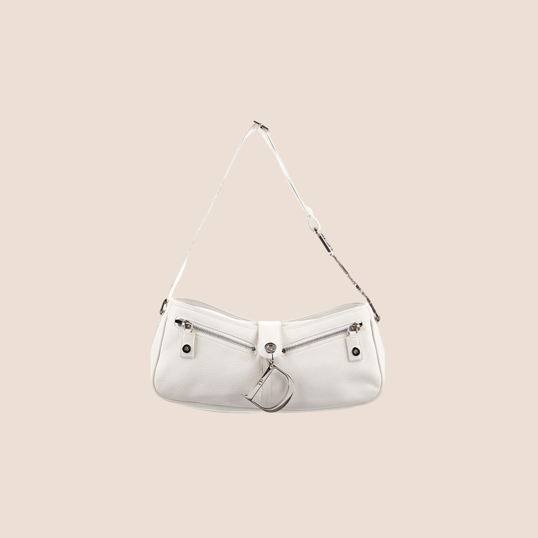 【35％OFF】 CHRISTIAN DIOR RDB – BAG SHOULDER RING D LEATHER WHITE バッグ