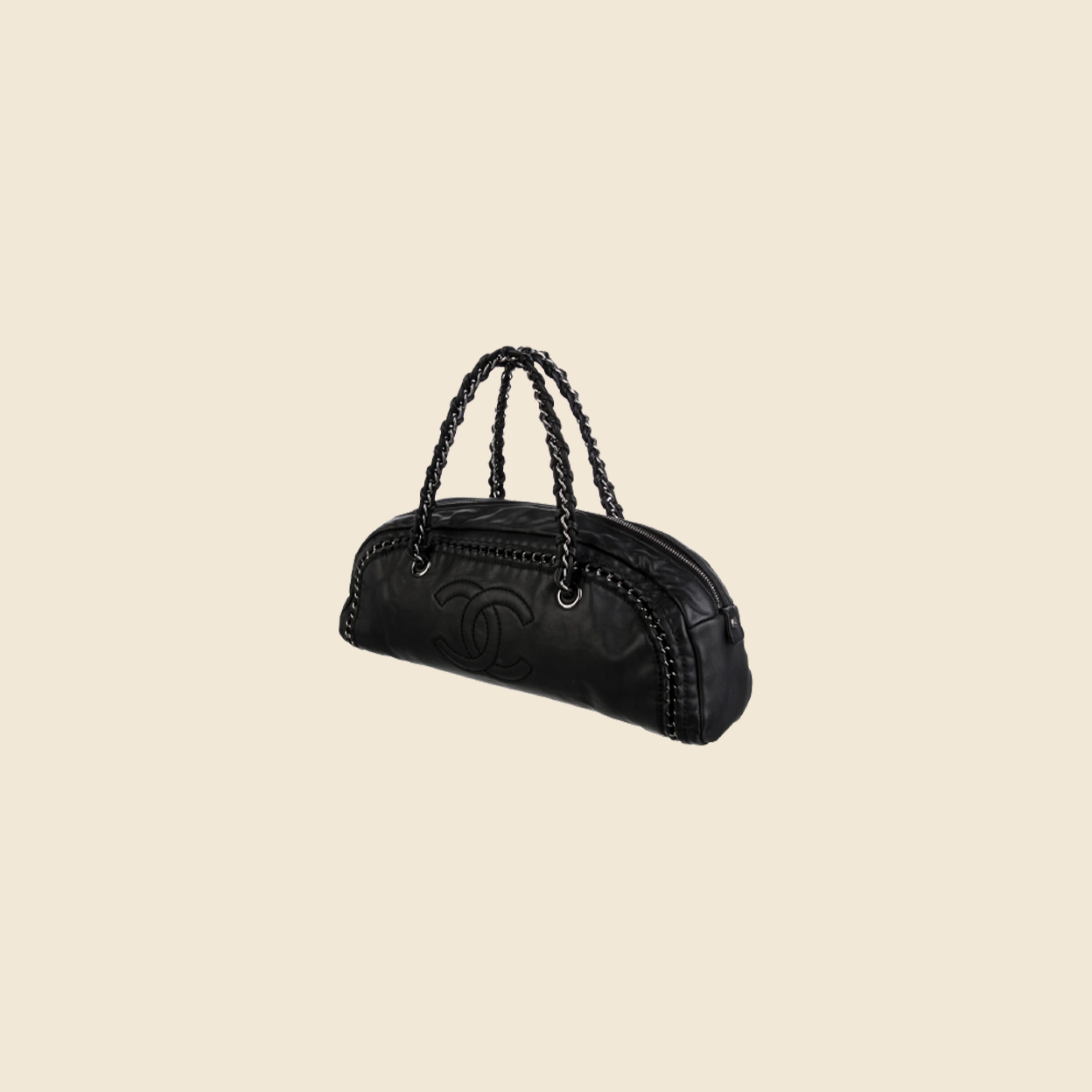 CHANEL 2006 LUXE LIGNE BLACK SMALL BOWLER BAG