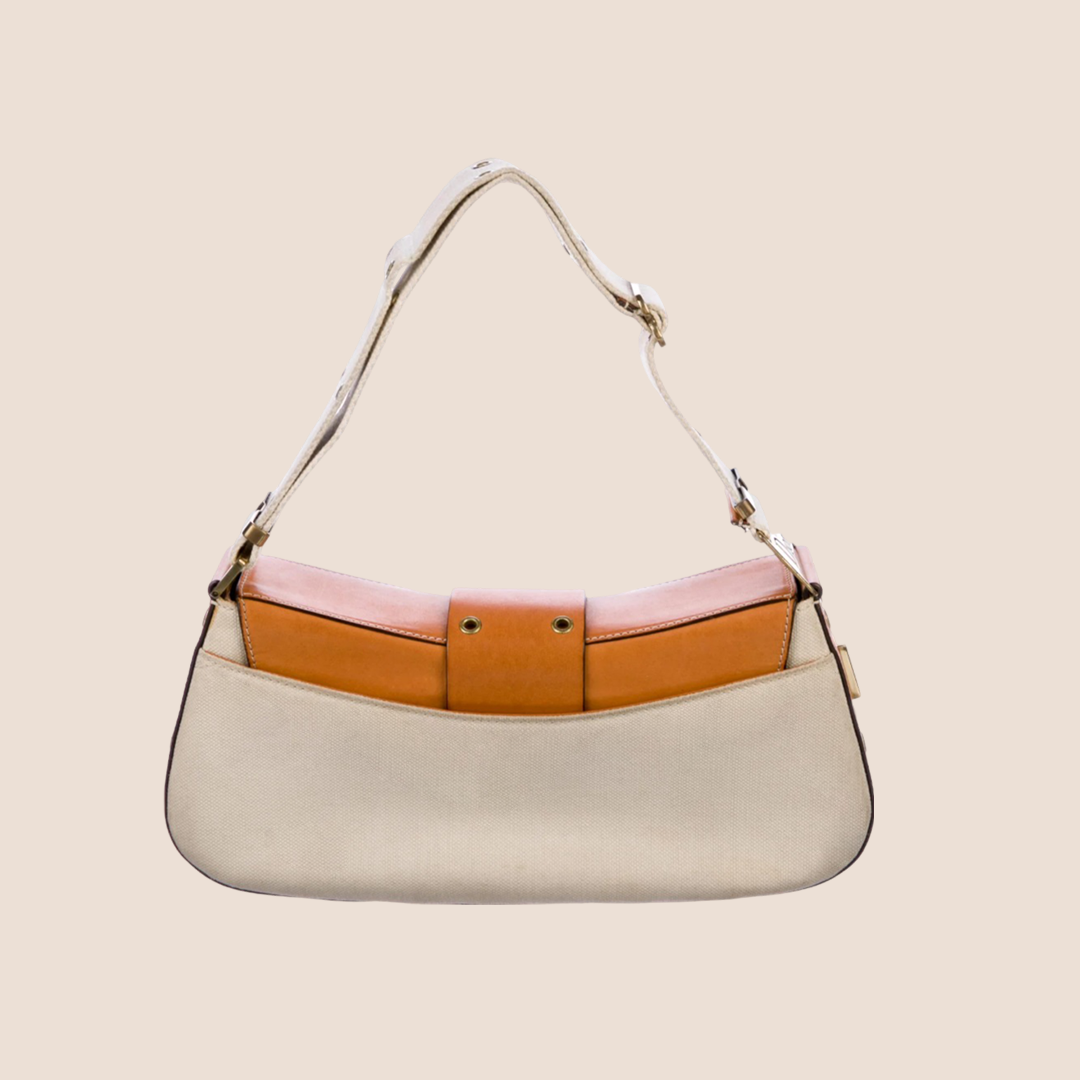 CHRISTIAN DIOR BROWN & CREAM STREET CHIC COLUMBUS BAG