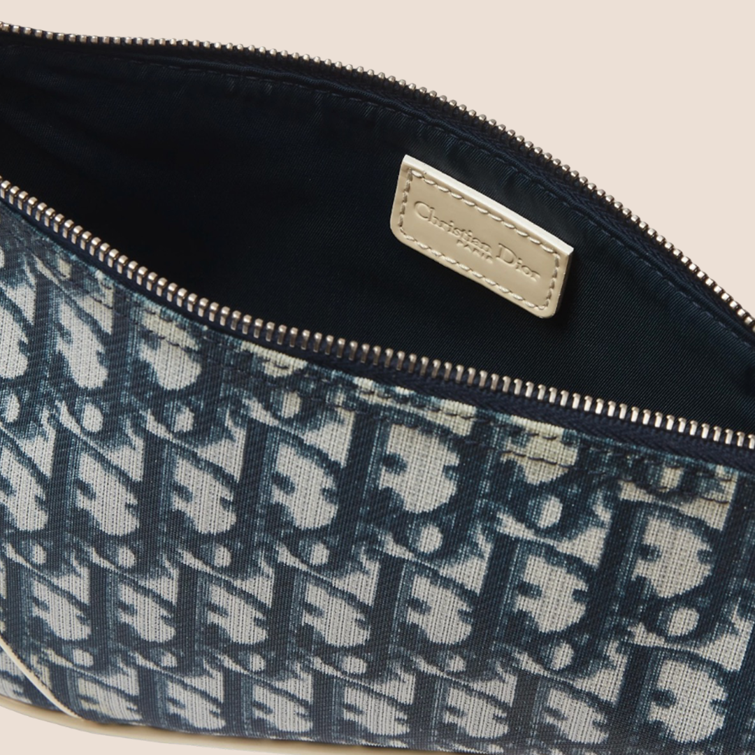 CHRISTIAN DIOR 2005 BLUE TROTTER CANVAS MINI SADDLE BAG