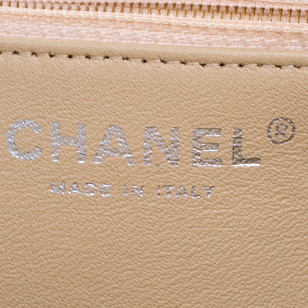 CHANEL BEIGE QUILTED LAMBSKIN LEATHER CLUTCH BAG