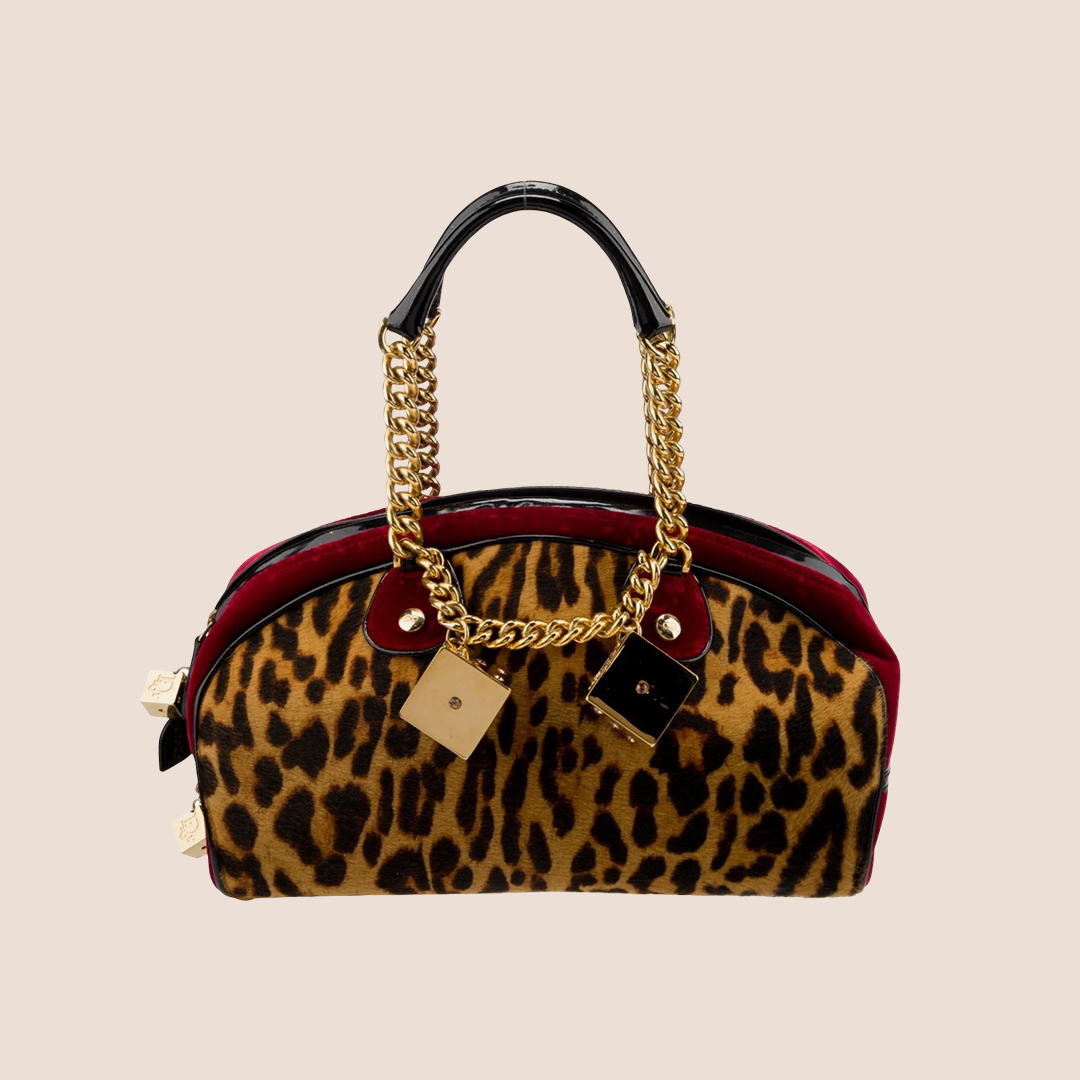 CHRISTIAN DIOR 2004 LEOPARD VELVET GAMBLER DICE BAG – RDB
