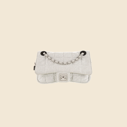 CHANEL SPORT JERSEY GREY QUILTED FLAP BAG