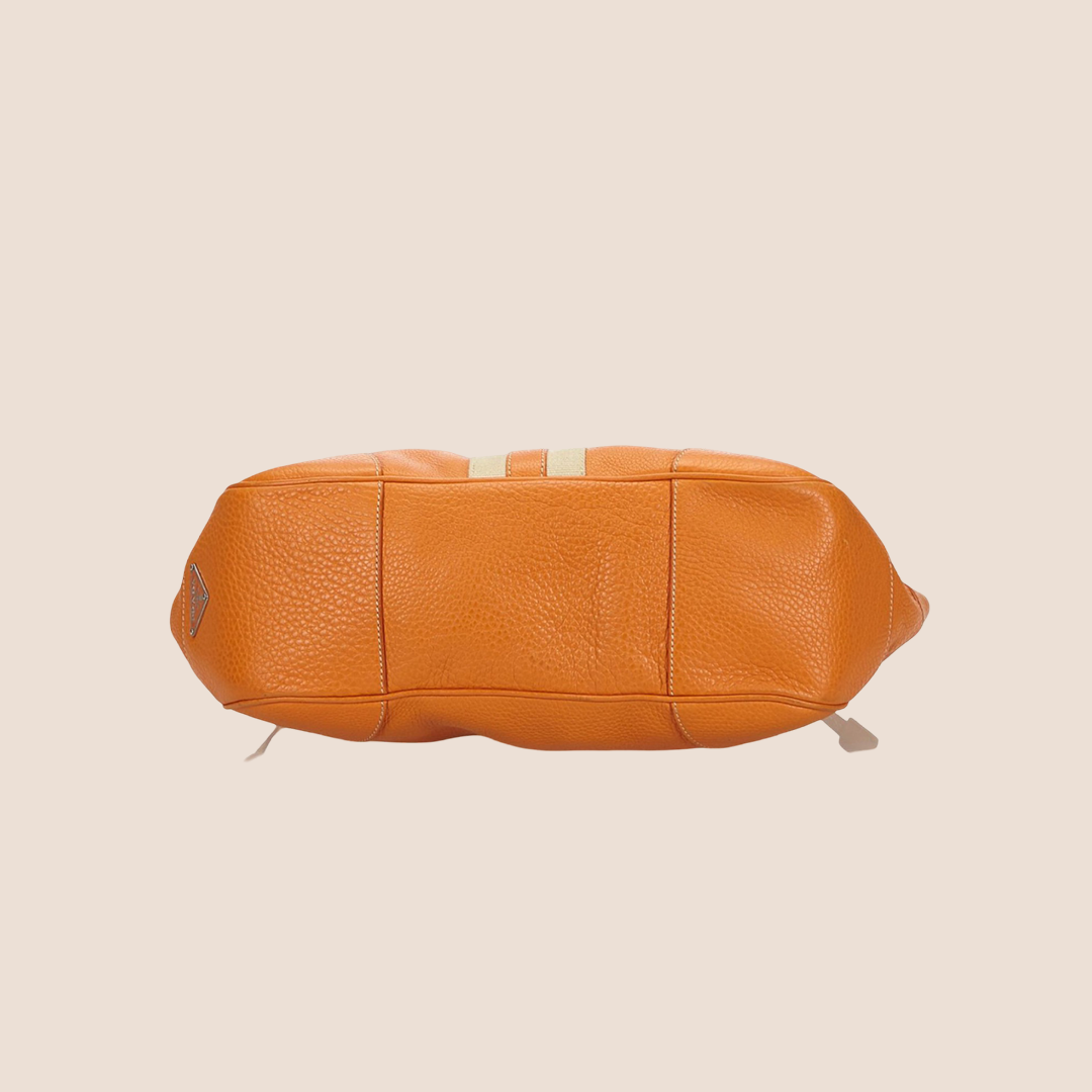 PRADA 2000 ORANGE VITELLO LEATHER & NYLON STRIPE BAG