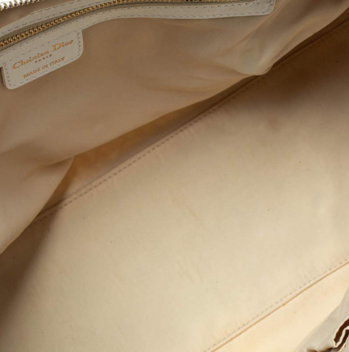 CHRISTIAN DIOR WHITE & BEIGE DIORISSIMO CANVAS SATCHEL