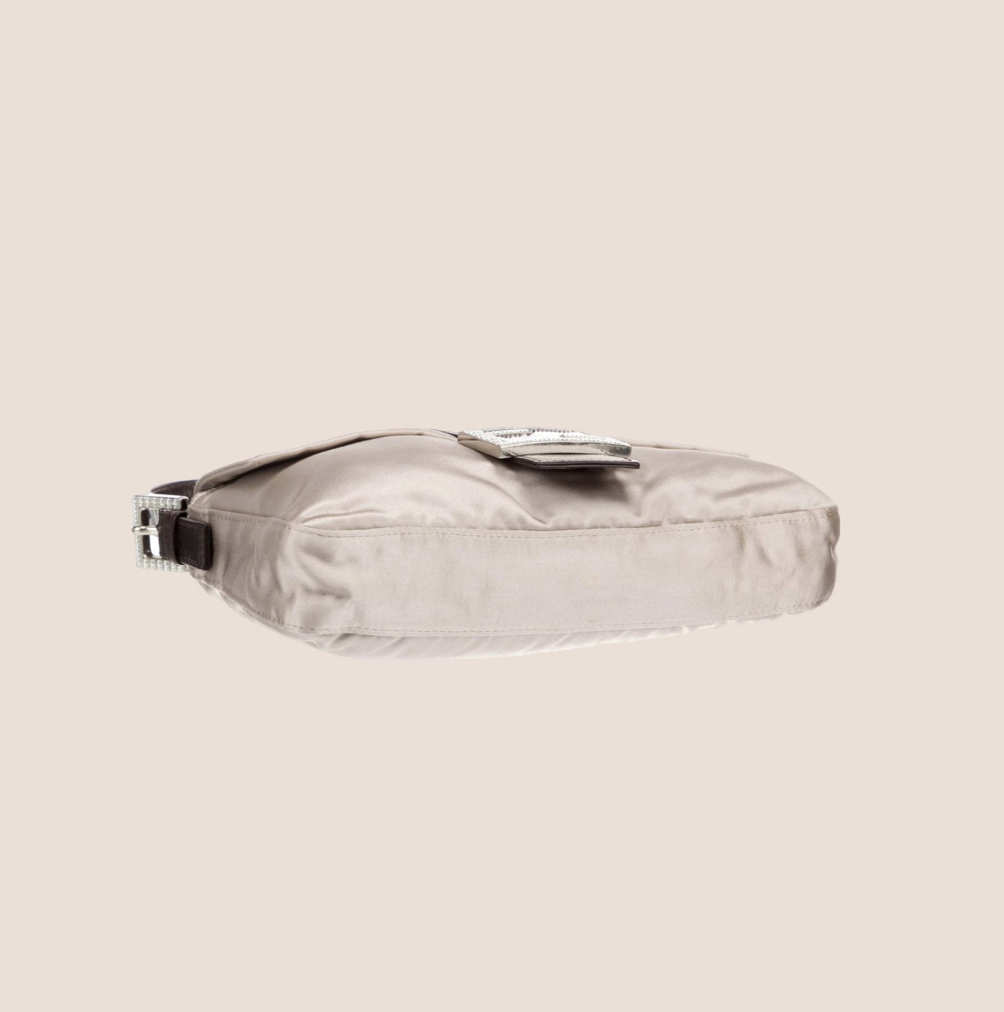 FENDI 2009 SILVER SATIN CRYSTAL BAGUETTE BAG