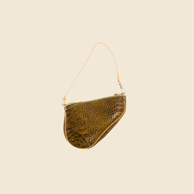 CHRISTIAN DIOR CROC EMBOSSED MINI SADDLE BAG
