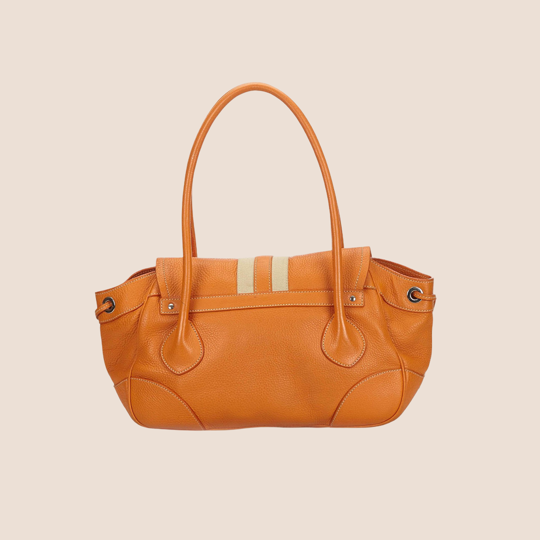 PRADA 2000 ORANGE VITELLO LEATHER & NYLON STRIPE BAG