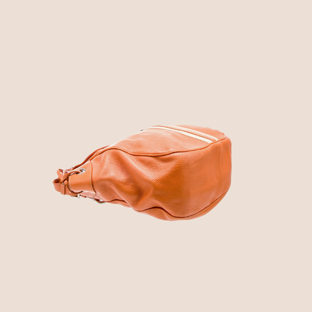PRADA 2000 ORANGE VITELLO LEATHER & NYLON STRIPE HOBO BAG