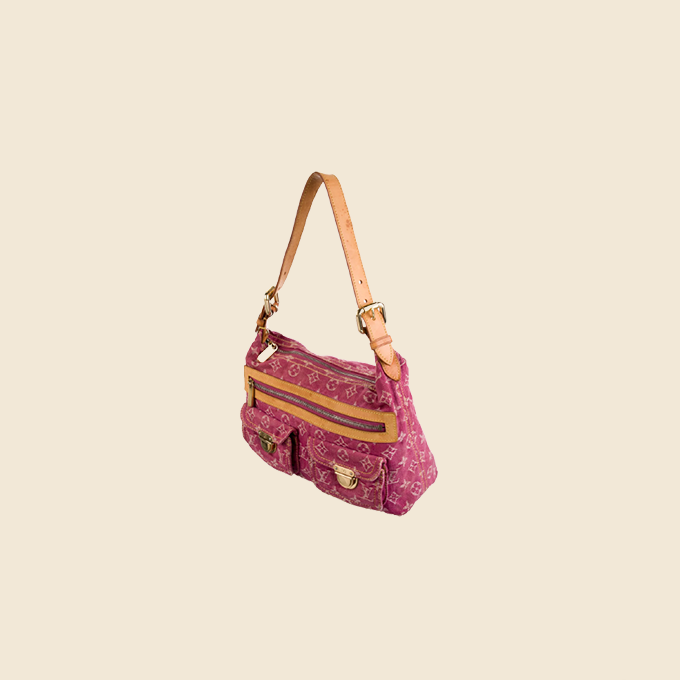 LOUIS VUITTON PINK MONOGRAM DENIM BAGGY PM BAG