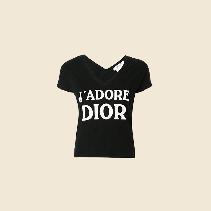 CHRISTIAN DIOR "J'ADORE DIOR" LOGO V-NECK TOP