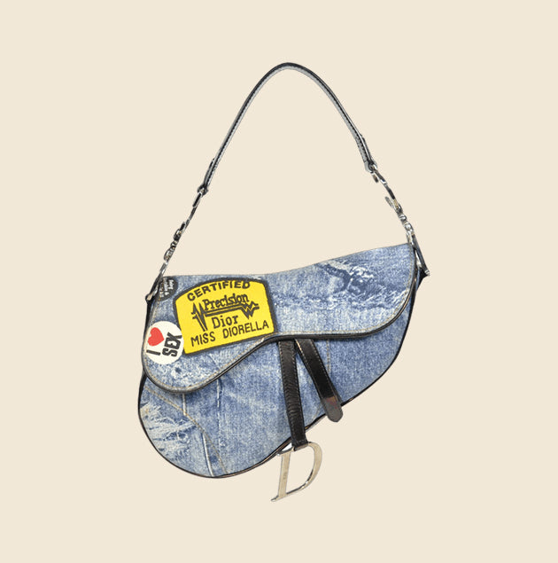 CHRISTIAN DIOR DIORELLA "I LOVE SEX" DENIM SADDLE BAG