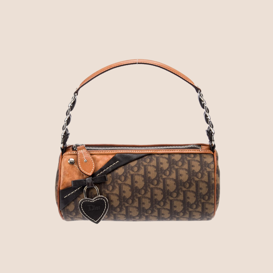CHRISTIAN DIOR BROWN ROMANTIQUE TROTTER BARREL BAG – RDB