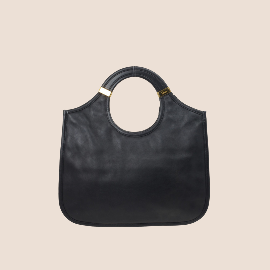 CHRISTIAN DIOR BLACK LEATHER DIORITA HOBO BAG