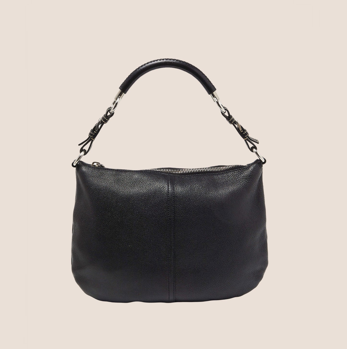 PRADA 2000 BLACK LEATHER LOGO HOBO BAG